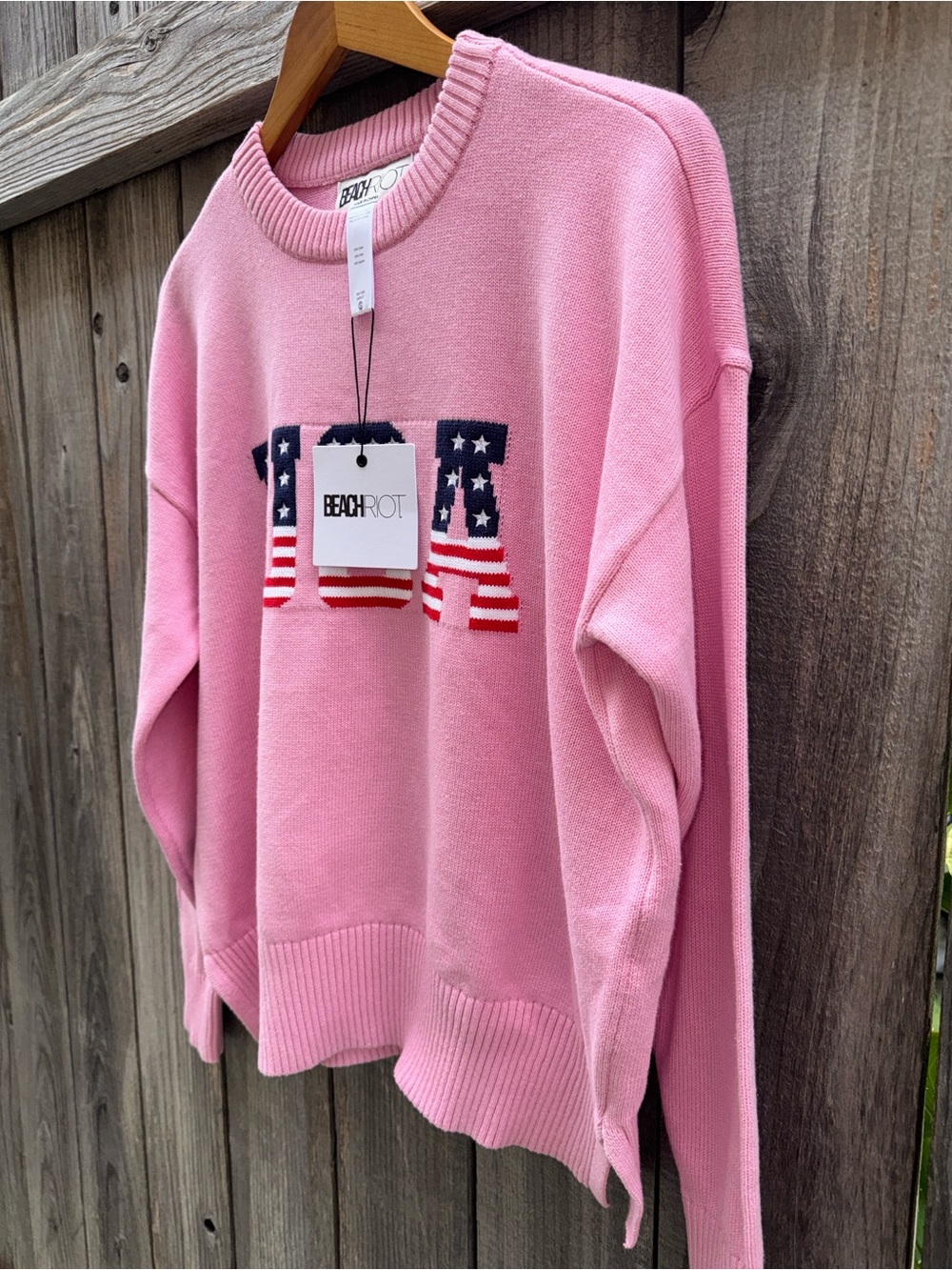 Beach Riot Callie Sweater in Prism Pink Americana Size Small - Picture 5 of 8